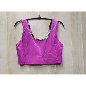 Fabletics Harlow Reversible Medium Impact Sports Bra, XL, Pink w Black tie-dye